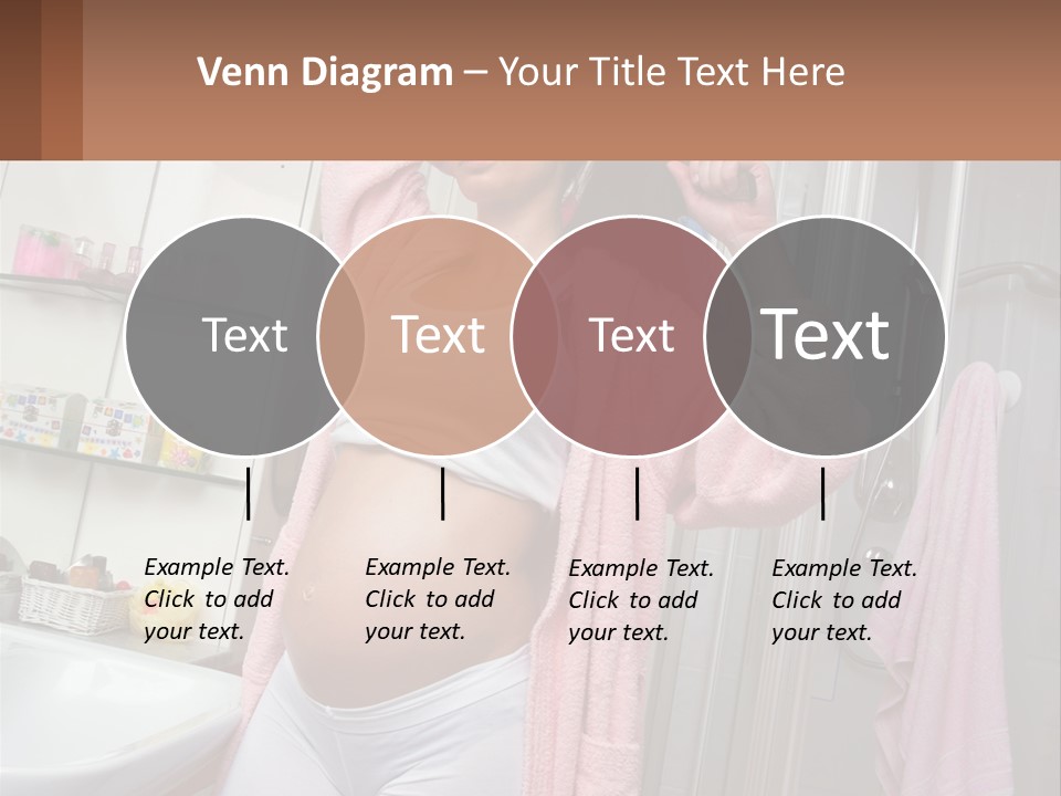 A Pregnant Woman Is Drying Her Hair In The Bathroom PowerPoint Template