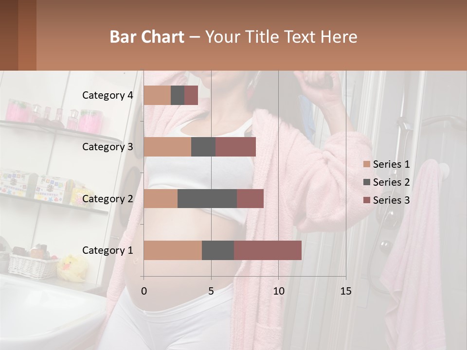 A Pregnant Woman Is Drying Her Hair In The Bathroom PowerPoint Template