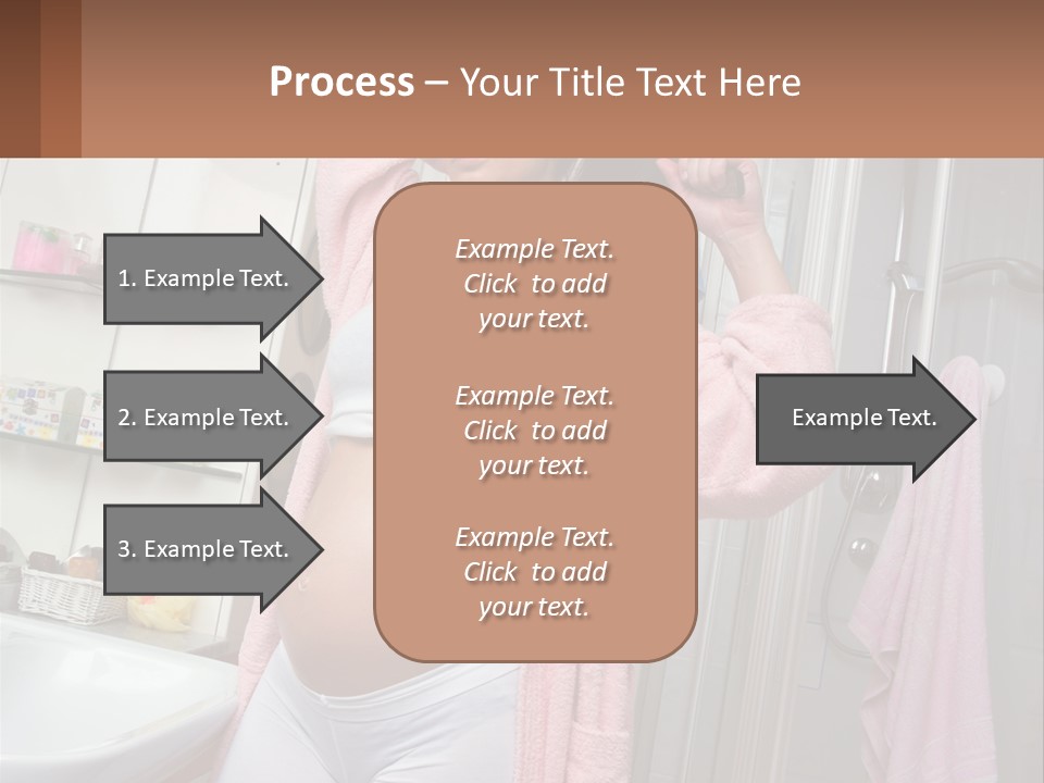 A Pregnant Woman Is Drying Her Hair In The Bathroom PowerPoint Template