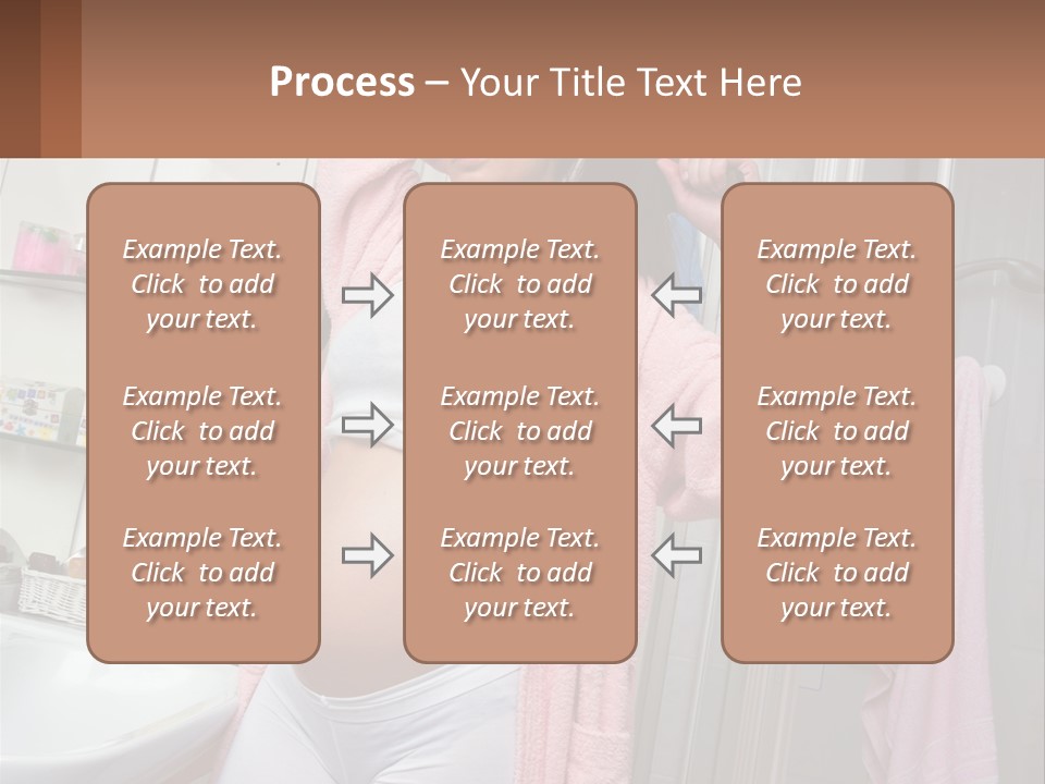 A Pregnant Woman Is Drying Her Hair In The Bathroom PowerPoint Template