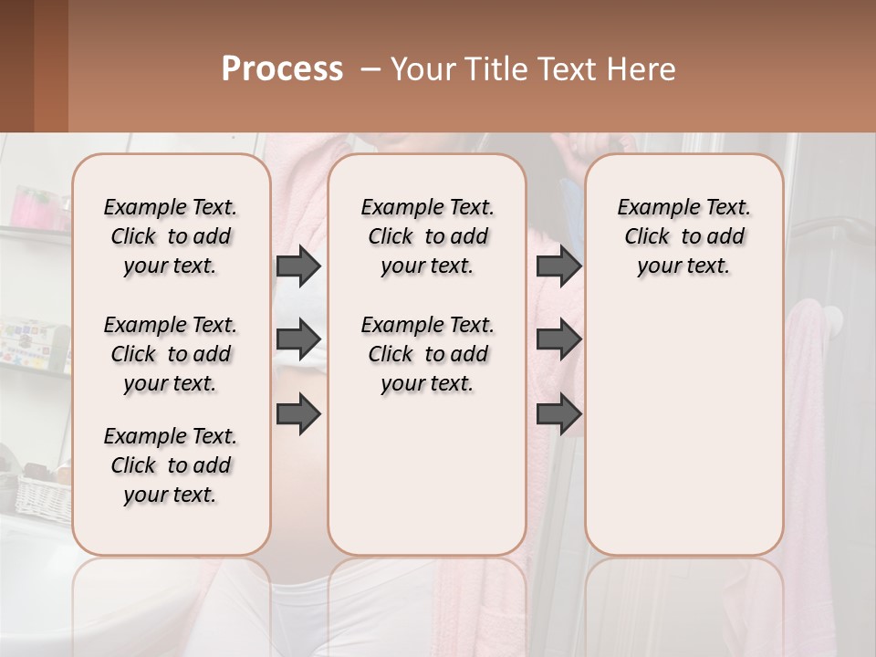 A Pregnant Woman Is Drying Her Hair In The Bathroom PowerPoint Template