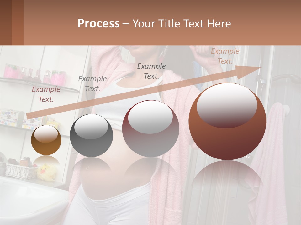 A Pregnant Woman Is Drying Her Hair In The Bathroom PowerPoint Template