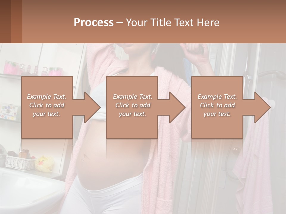 A Pregnant Woman Is Drying Her Hair In The Bathroom PowerPoint Template