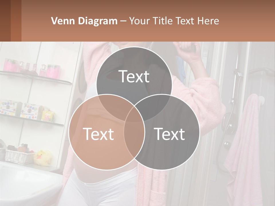 A Pregnant Woman Is Drying Her Hair In The Bathroom PowerPoint Template