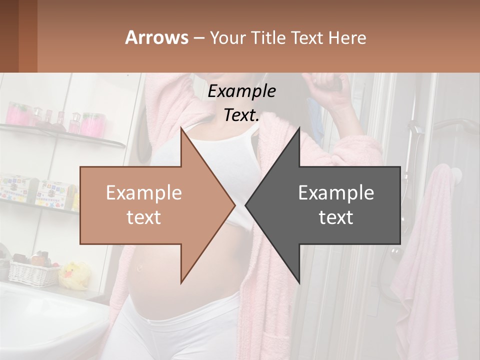 A Pregnant Woman Is Drying Her Hair In The Bathroom PowerPoint Template