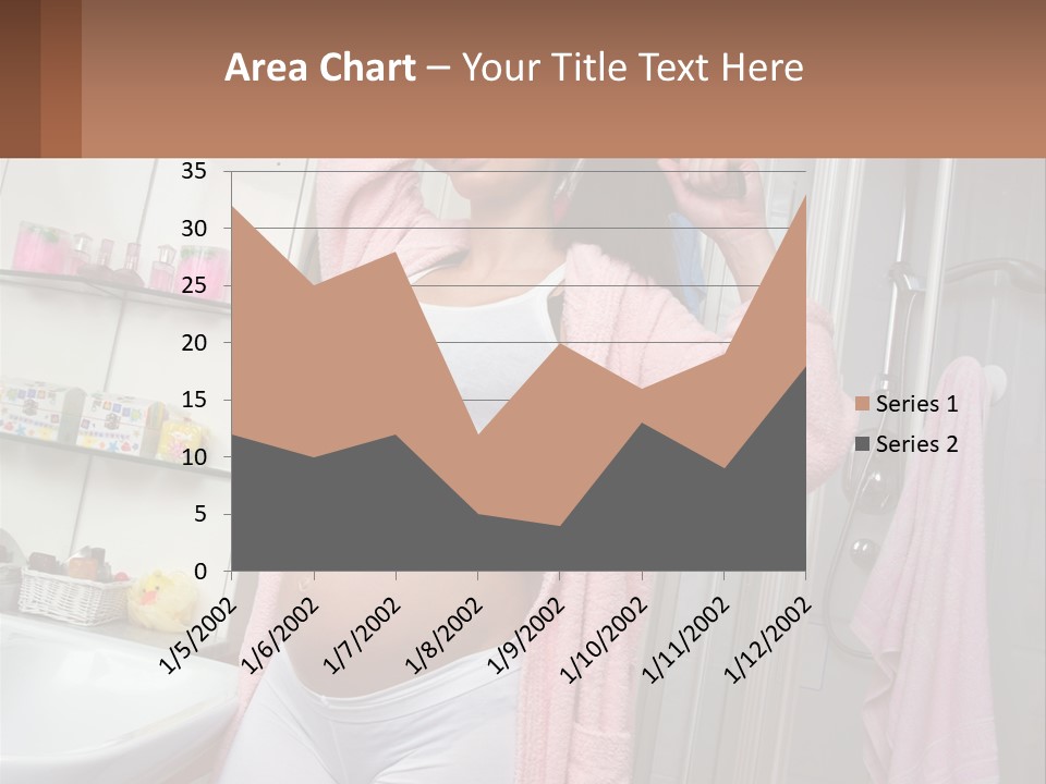 A Pregnant Woman Is Drying Her Hair In The Bathroom PowerPoint Template