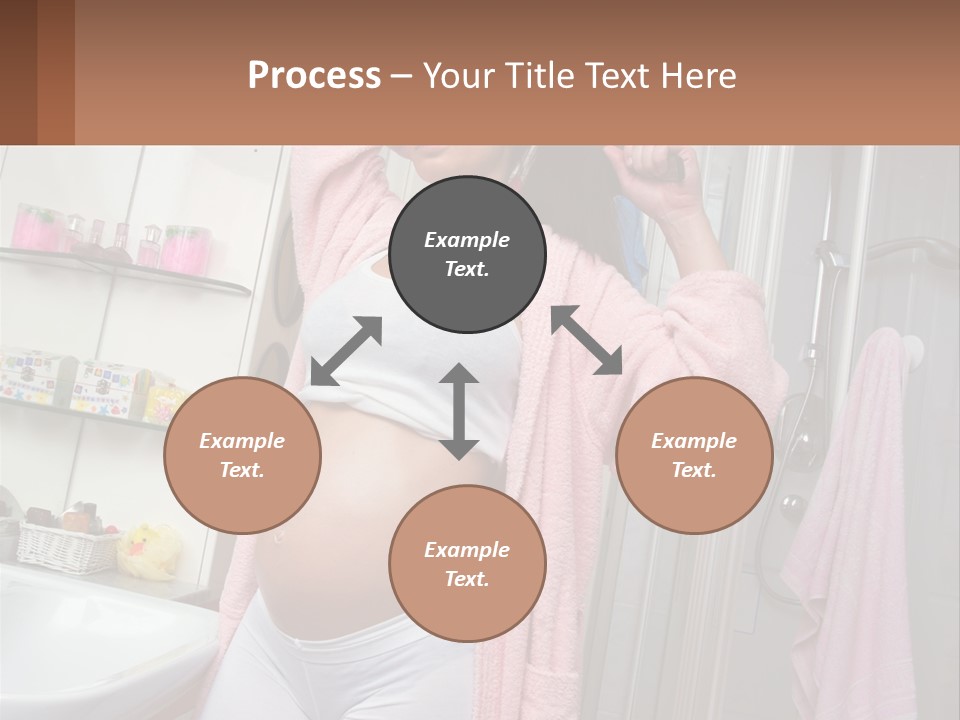 A Pregnant Woman Is Drying Her Hair In The Bathroom PowerPoint Template