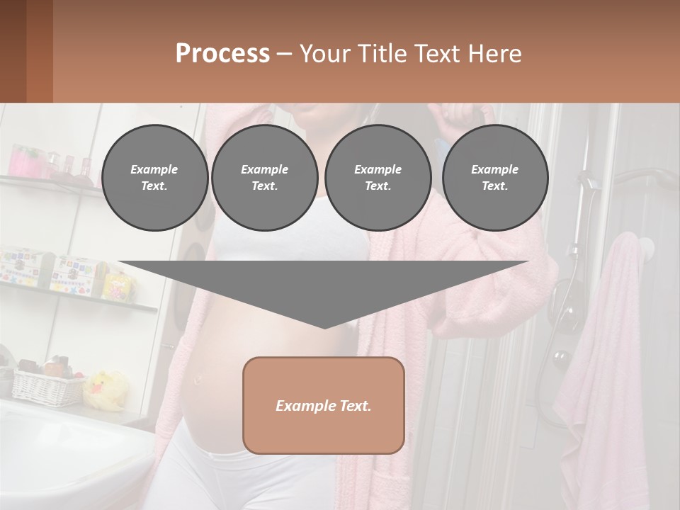 A Pregnant Woman Is Drying Her Hair In The Bathroom PowerPoint Template