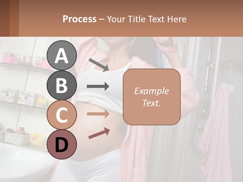 A Pregnant Woman Is Drying Her Hair In The Bathroom PowerPoint Template