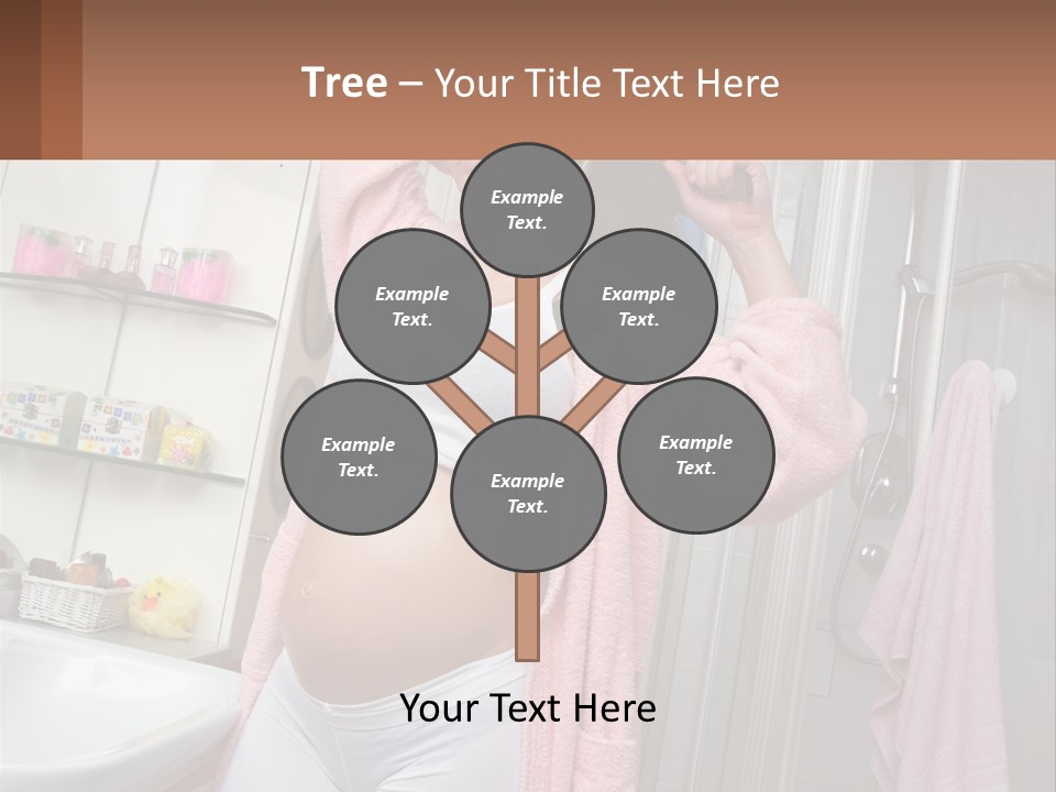 A Pregnant Woman Is Drying Her Hair In The Bathroom PowerPoint Template