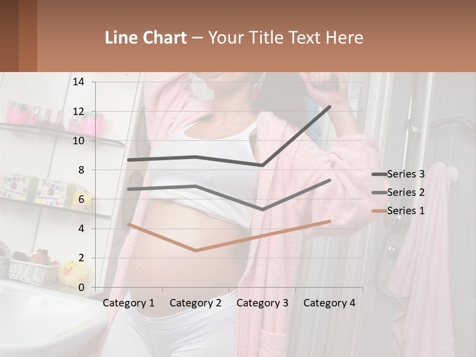 A Pregnant Woman Is Drying Her Hair In The Bathroom PowerPoint Template