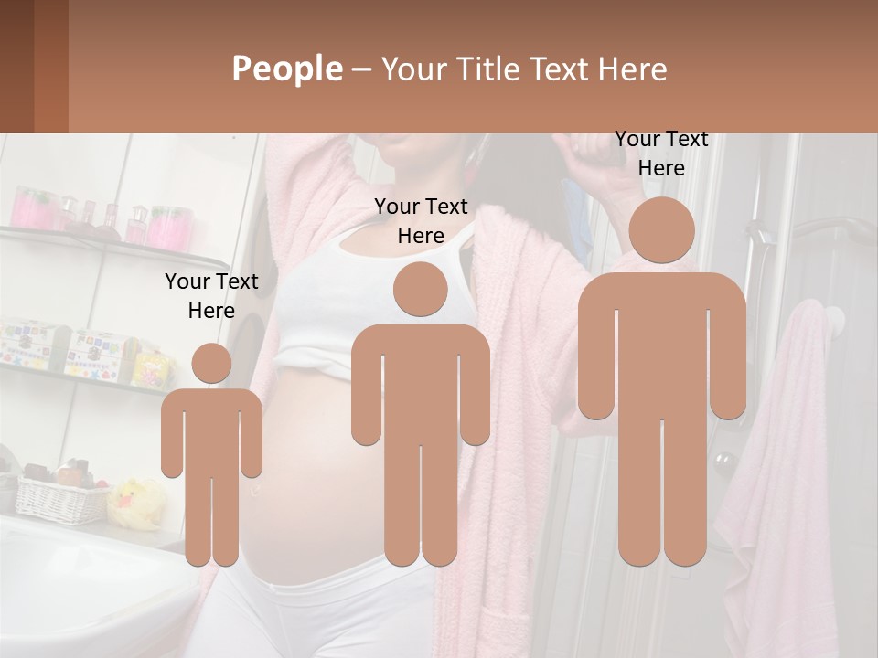 A Pregnant Woman Is Drying Her Hair In The Bathroom PowerPoint Template