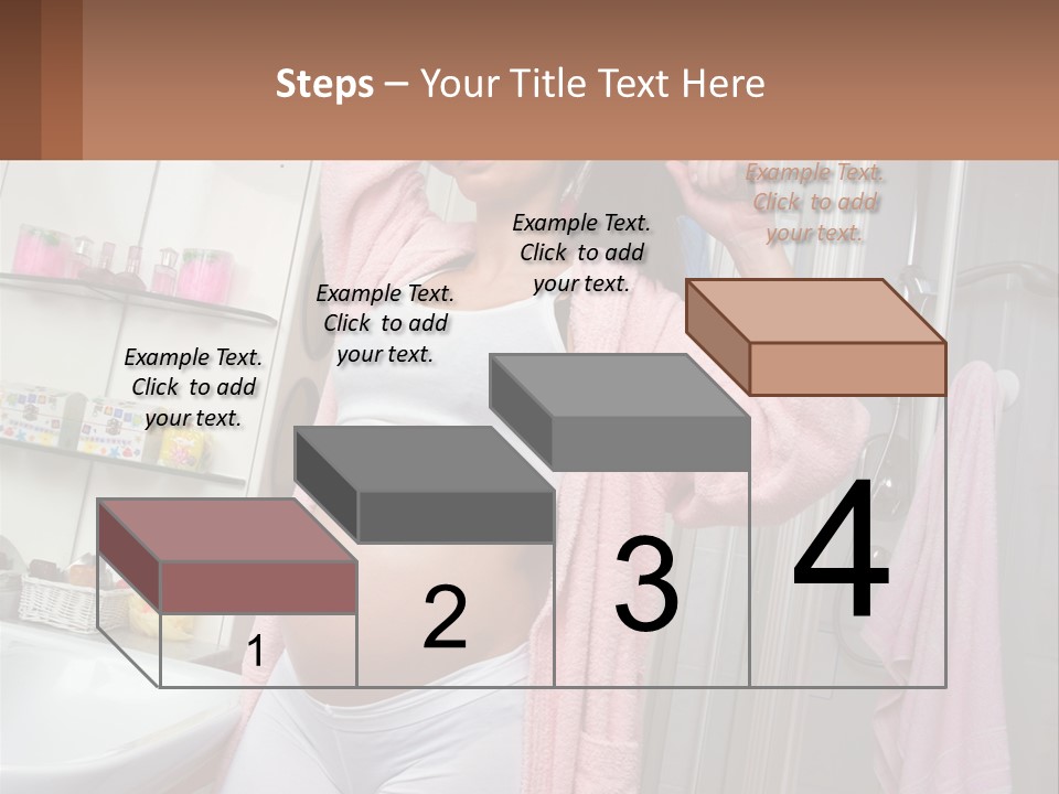 A Pregnant Woman Is Drying Her Hair In The Bathroom PowerPoint Template