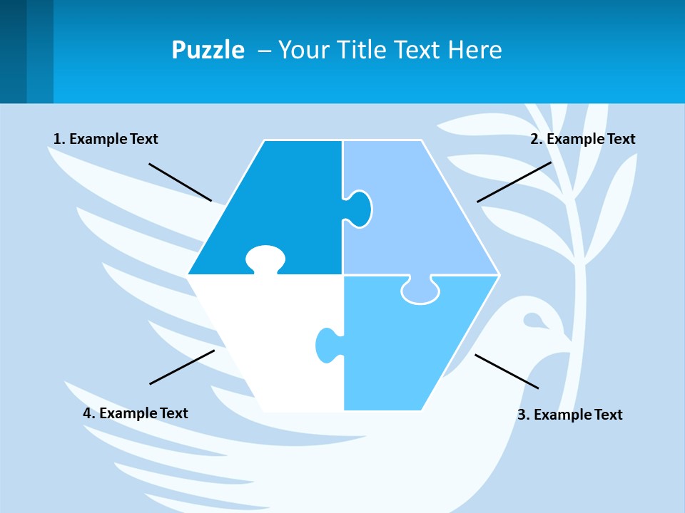 A White Dove With A Twig On A Blue Background PowerPoint Template