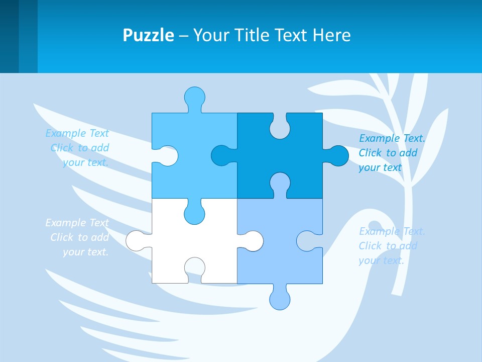 A White Dove With A Twig On A Blue Background PowerPoint Template