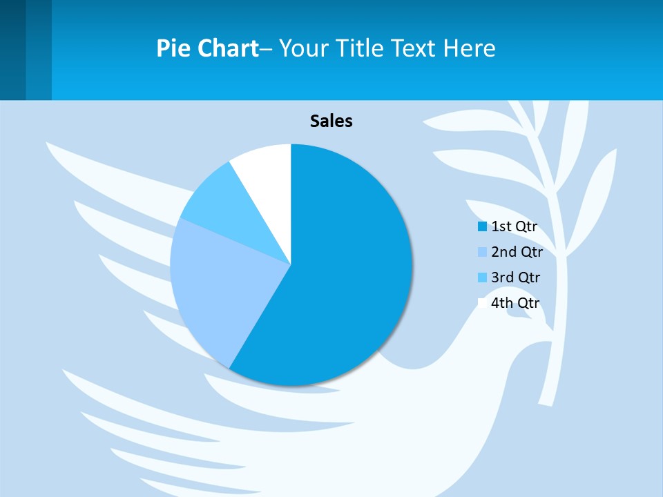 A White Dove With A Twig On A Blue Background PowerPoint Template