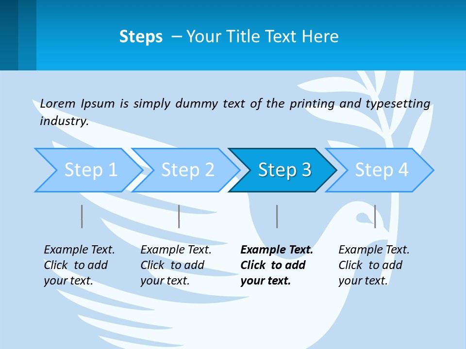 A White Dove With A Twig On A Blue Background PowerPoint Template