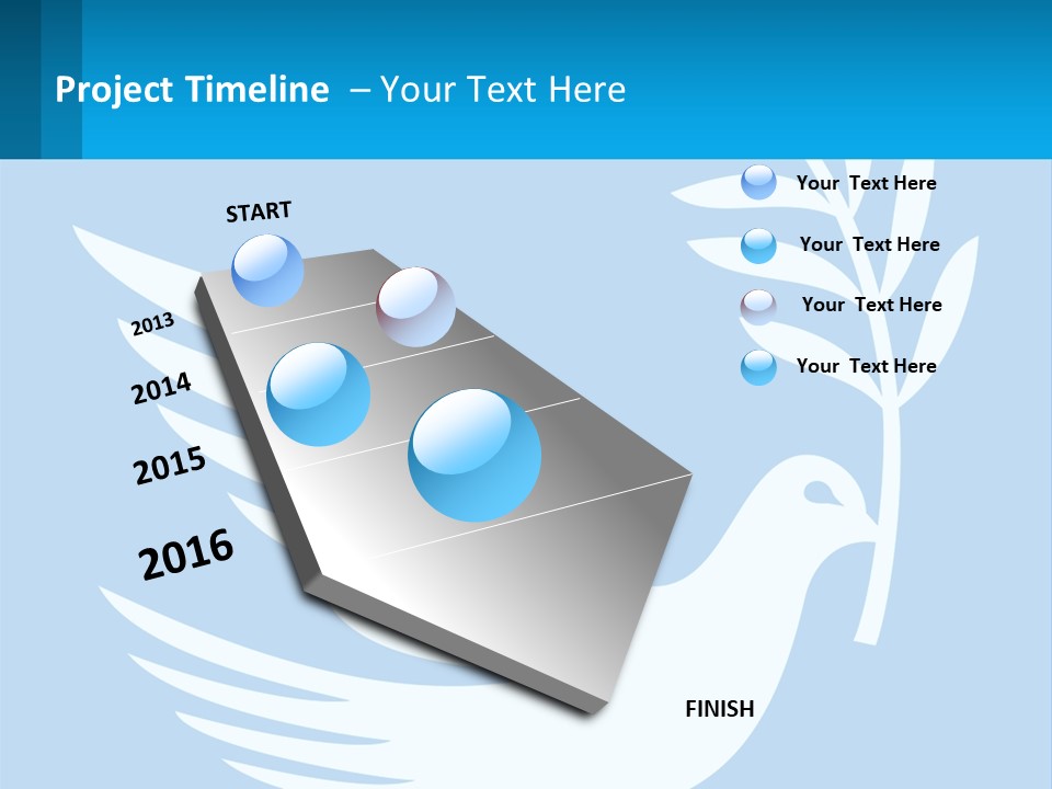 A White Dove With A Twig On A Blue Background PowerPoint Template