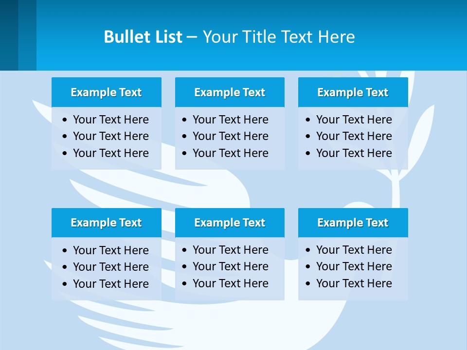 A White Dove With A Twig On A Blue Background PowerPoint Template