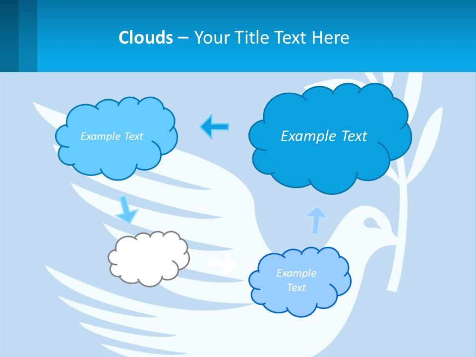 A White Dove With A Twig On A Blue Background PowerPoint Template