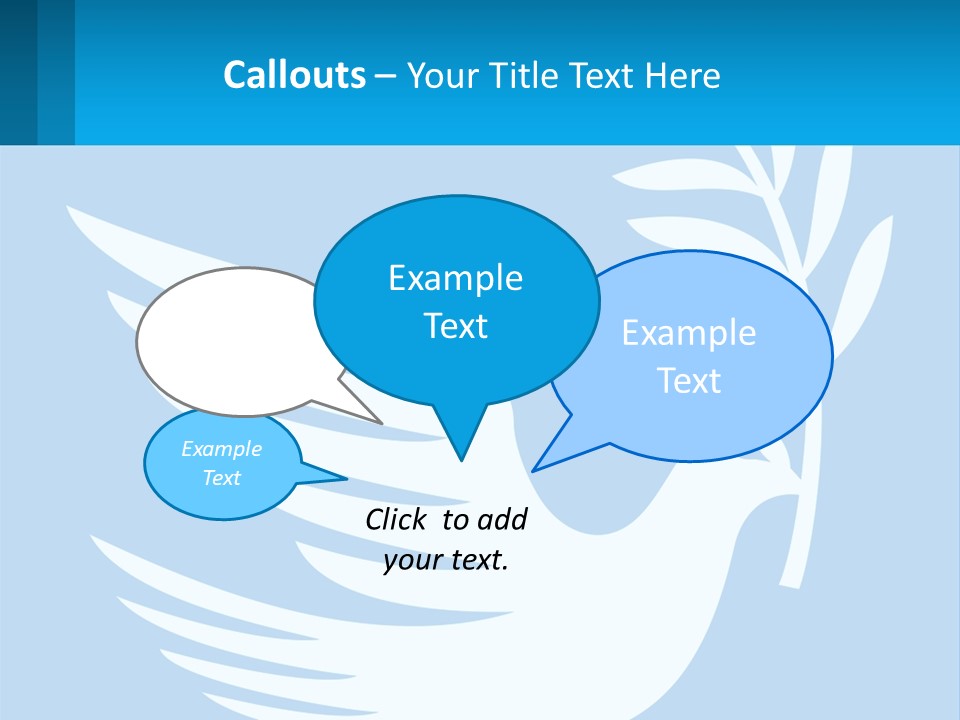 A White Dove With A Twig On A Blue Background PowerPoint Template