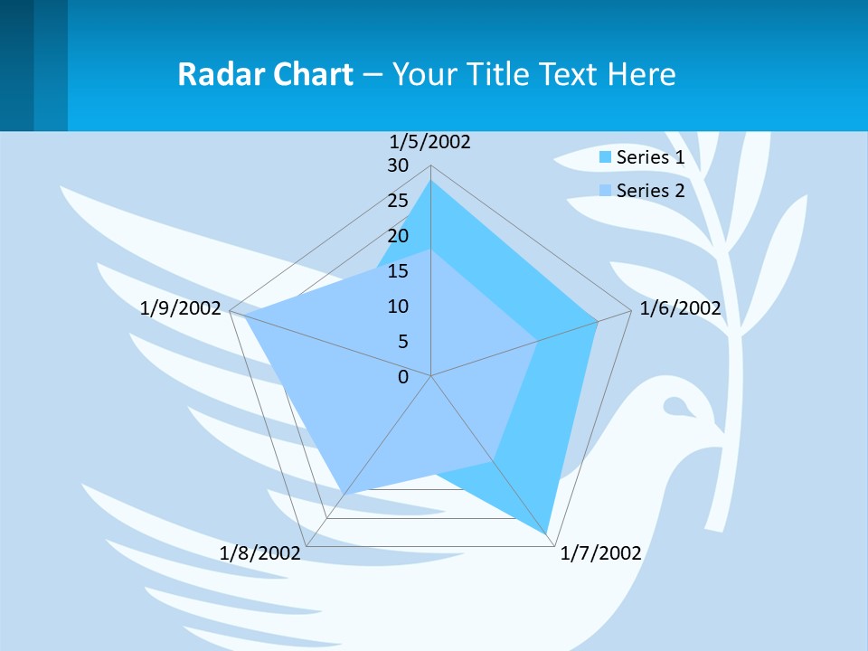 A White Dove With A Twig On A Blue Background PowerPoint Template