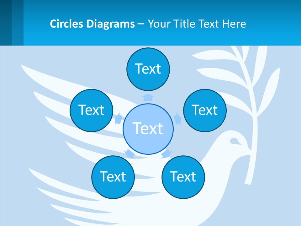 A White Dove With A Twig On A Blue Background PowerPoint Template