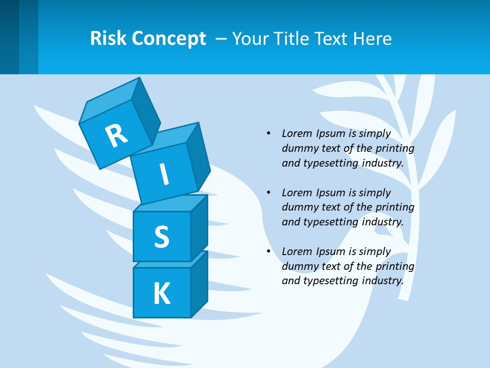 A White Dove With A Twig On A Blue Background PowerPoint Template