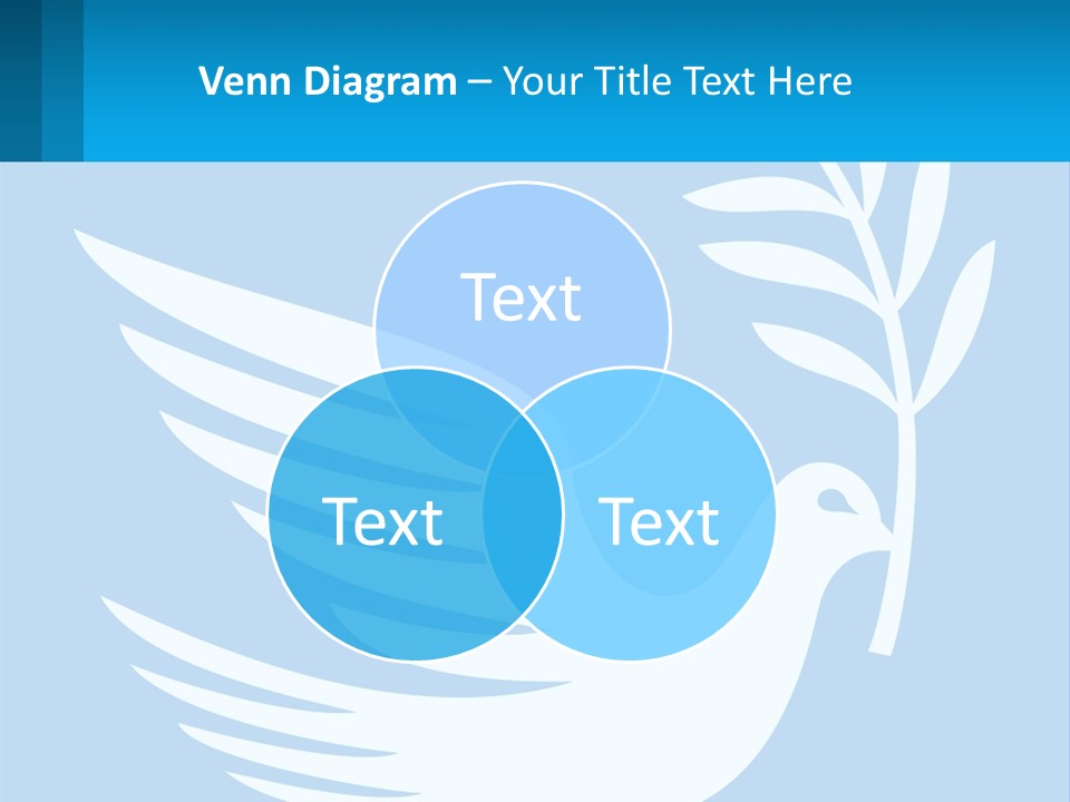 A White Dove With A Twig On A Blue Background PowerPoint Template