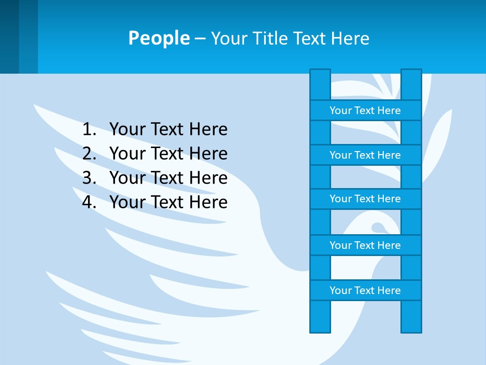 A White Dove With A Twig On A Blue Background PowerPoint Template