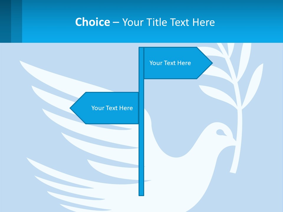 A White Dove With A Twig On A Blue Background PowerPoint Template