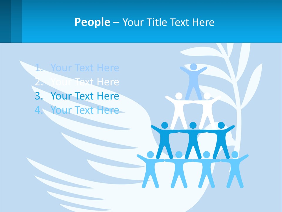 A White Dove With A Twig On A Blue Background PowerPoint Template