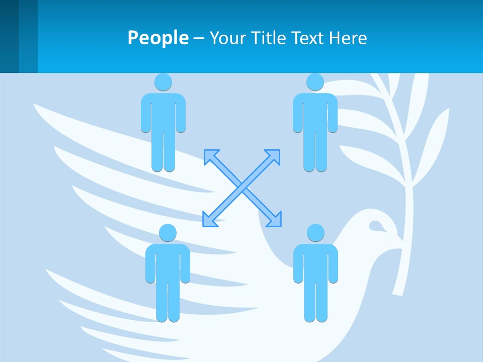 A White Dove With A Twig On A Blue Background PowerPoint Template