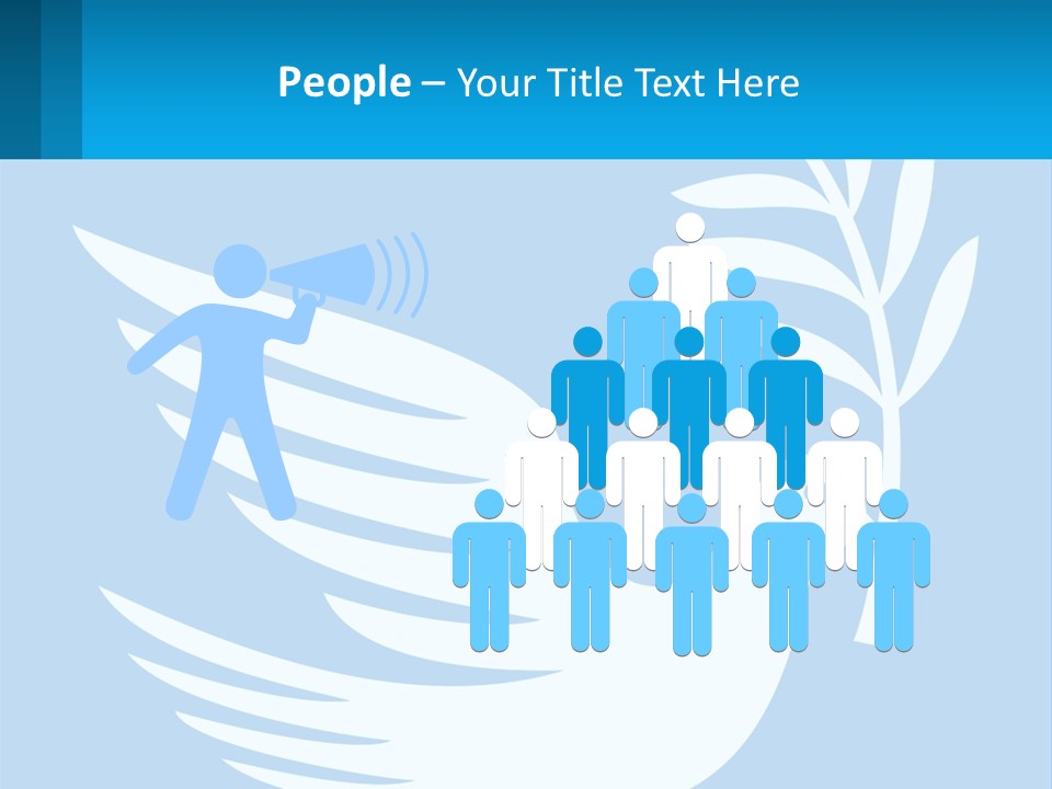 A White Dove With A Twig On A Blue Background PowerPoint Template