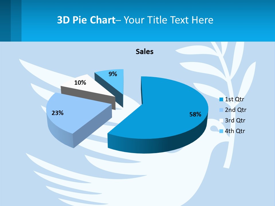 A White Dove With A Twig On A Blue Background PowerPoint Template