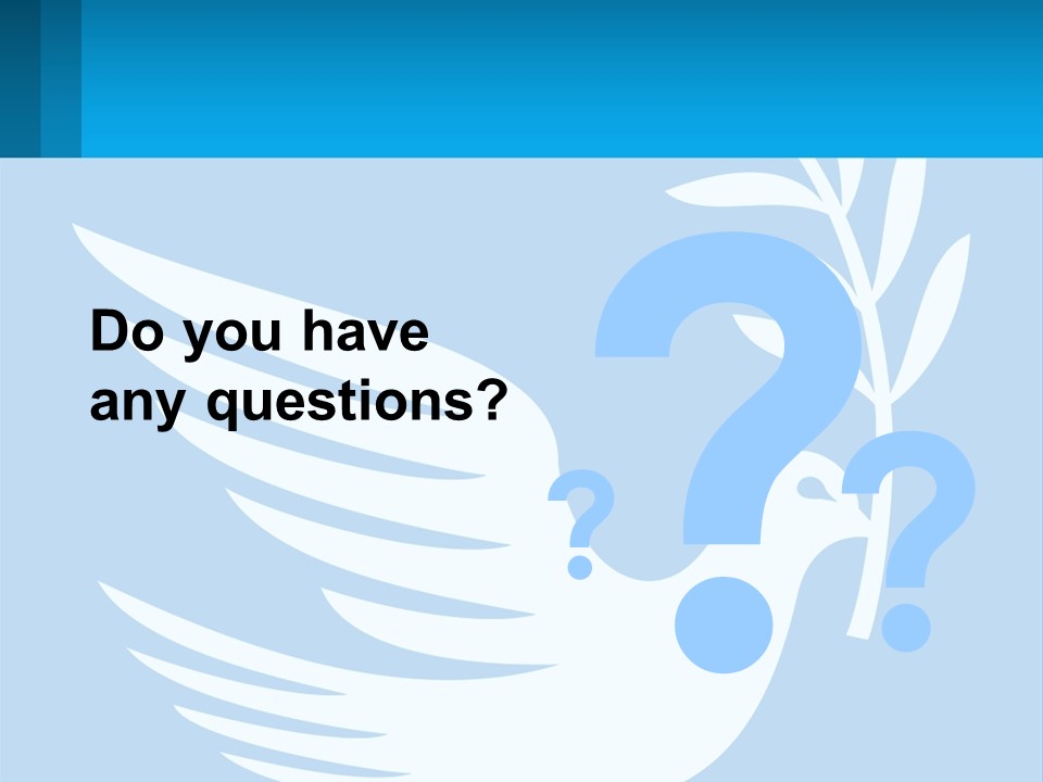 A White Dove With A Twig On A Blue Background PowerPoint Template