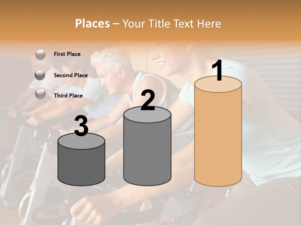 A Group Of People Riding Stationary Bikes In A Gym PowerPoint Template