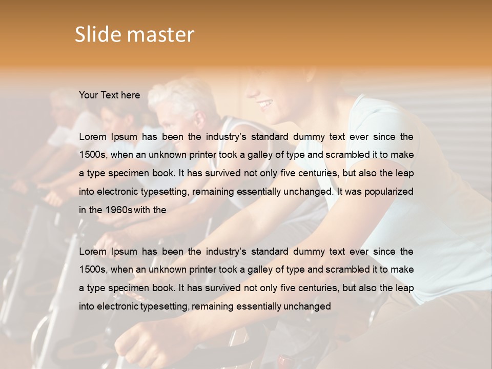 A Group Of People Riding Stationary Bikes In A Gym PowerPoint Template