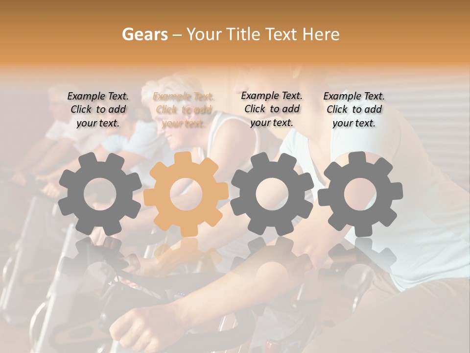 A Group Of People Riding Stationary Bikes In A Gym PowerPoint Template