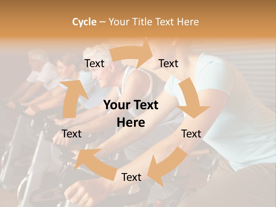 A Group Of People Riding Stationary Bikes In A Gym PowerPoint Template