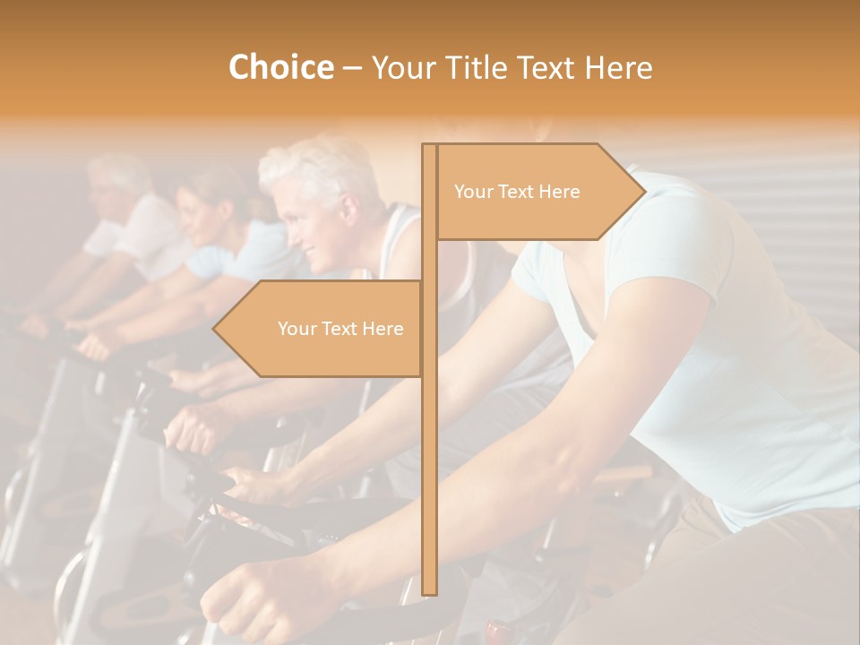 A Group Of People Riding Stationary Bikes In A Gym PowerPoint Template