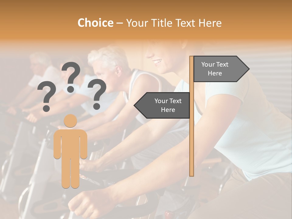 A Group Of People Riding Stationary Bikes In A Gym PowerPoint Template