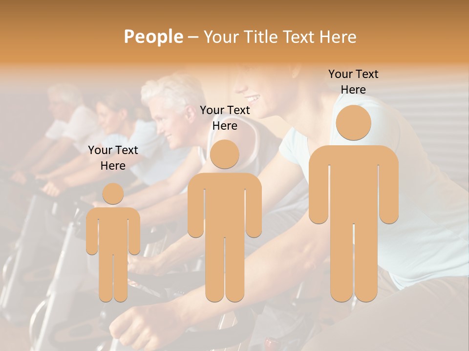A Group Of People Riding Stationary Bikes In A Gym PowerPoint Template