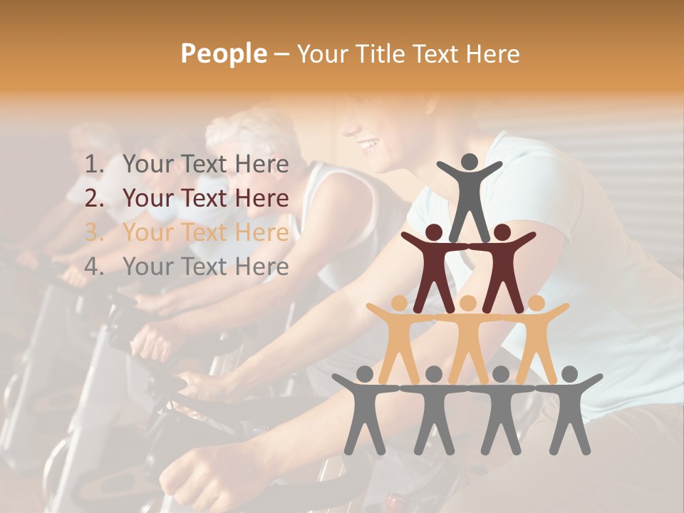 A Group Of People Riding Stationary Bikes In A Gym PowerPoint Template