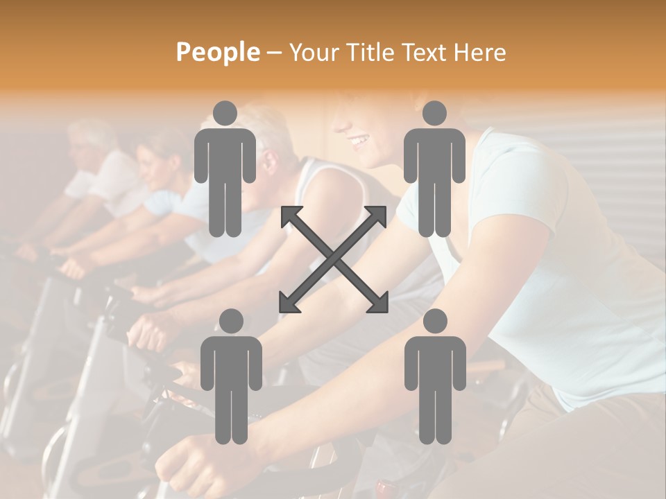 A Group Of People Riding Stationary Bikes In A Gym PowerPoint Template