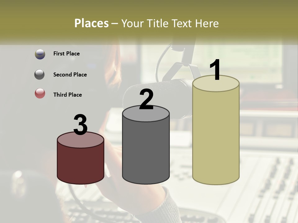 A Woman In A Recording Studio With Headphones On PowerPoint Template