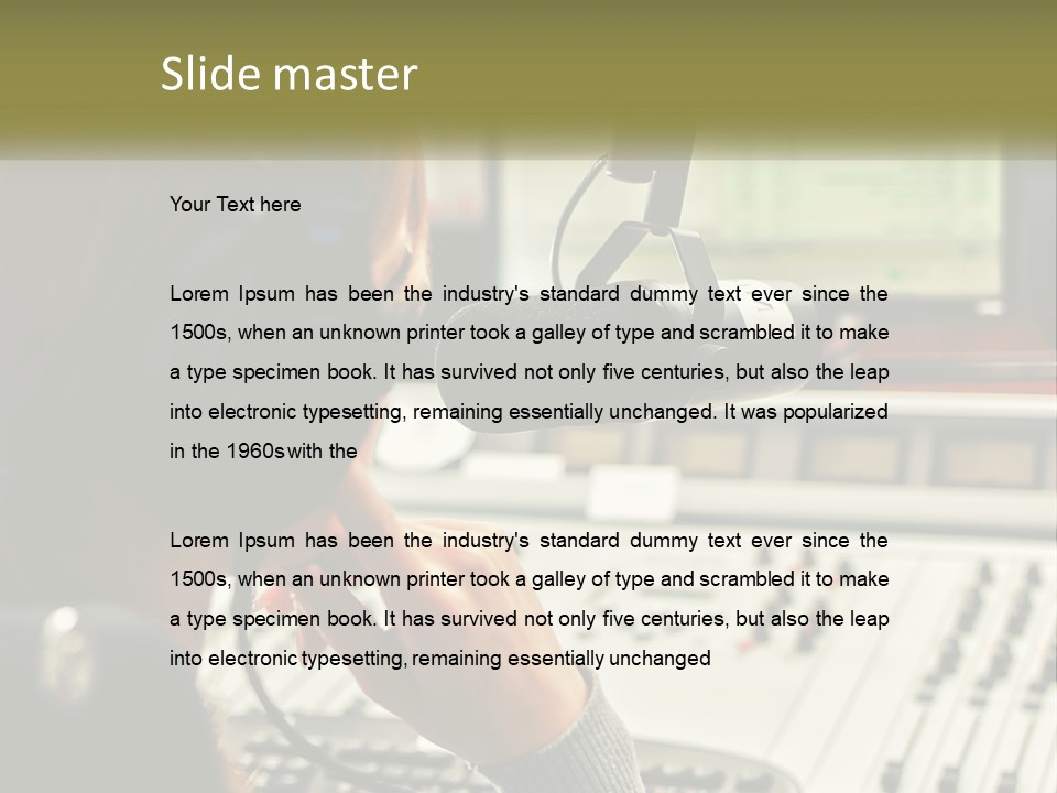 A Woman In A Recording Studio With Headphones On PowerPoint Template