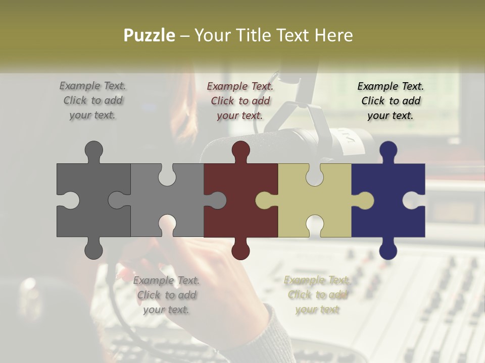 A Woman In A Recording Studio With Headphones On PowerPoint Template