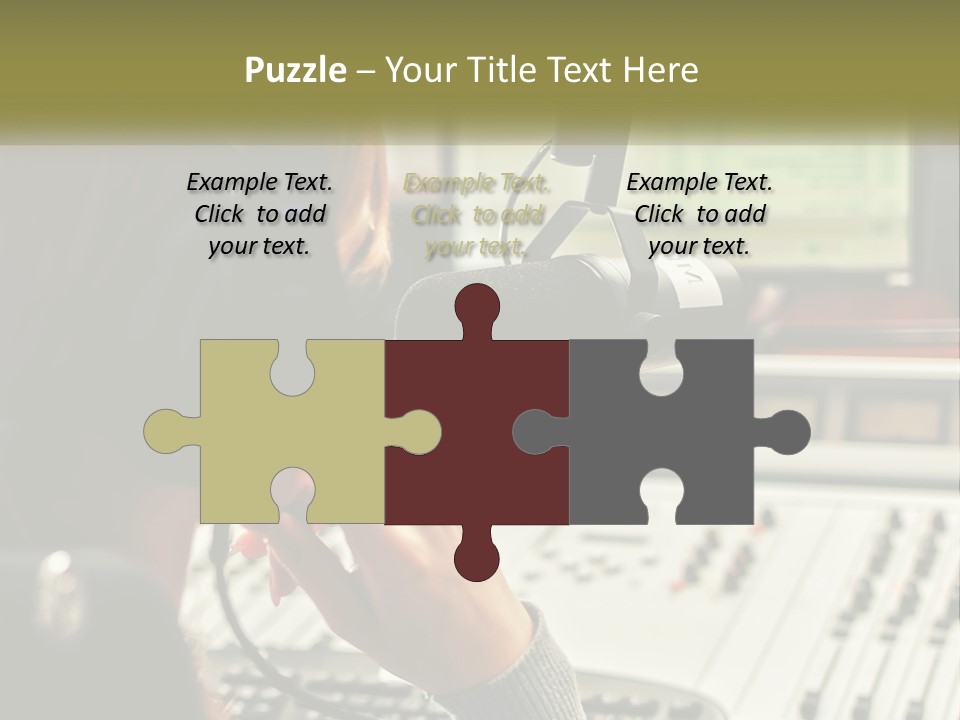 A Woman In A Recording Studio With Headphones On PowerPoint Template