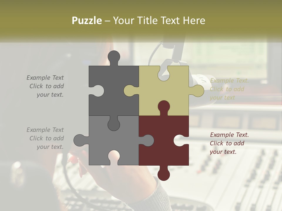 A Woman In A Recording Studio With Headphones On PowerPoint Template